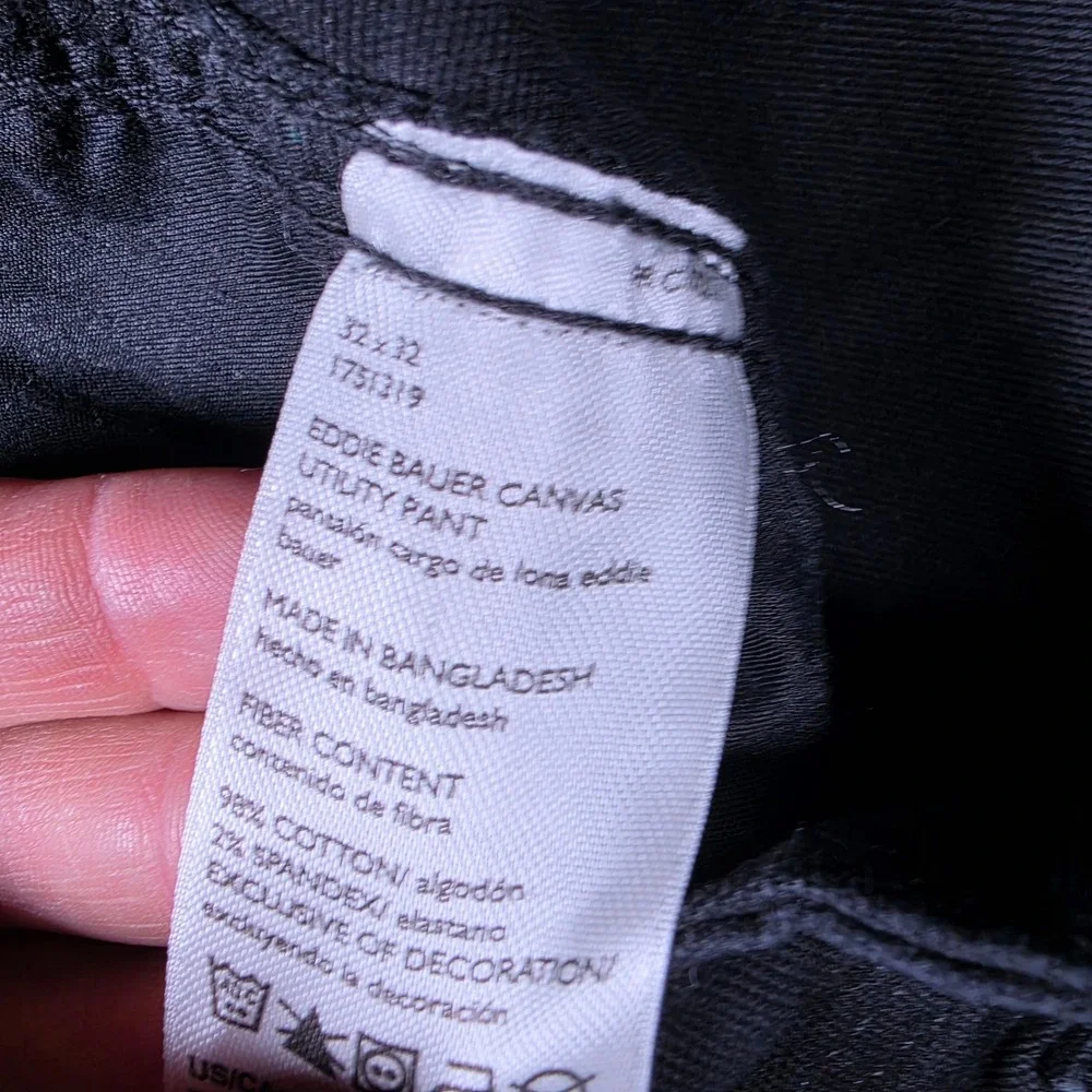 NEW Eddie Bauer Canvas Utility Pant Men 32/32 Black Stretch 1751319 Workwear